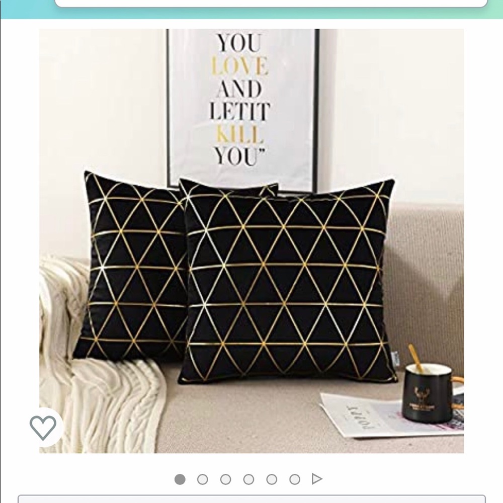Gold and black decorative pillow covers (2) - Picture 4 of 7